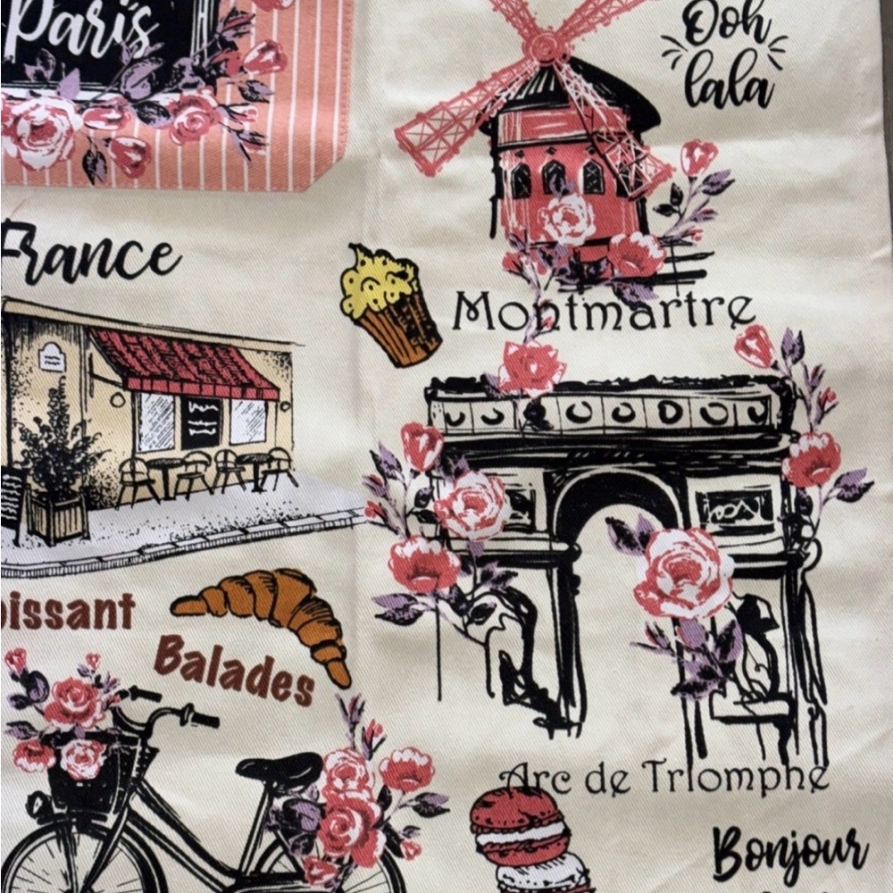 NWT Attitude Paris France Cooking Apron Paris Landmarks Heavy Canvas Adjustable - Picture 3 of 4